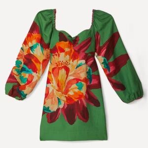 Farm Rio Green Tropicart Mini Dress